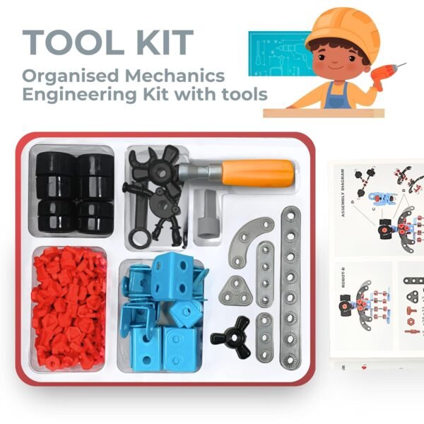 Kids First Step Mechanics 7 in 1 DIY Engineering Robot Set for 6 to 12 Years | STEM Educational Kit | Gift for 6+ Year Old boy and Girl 158 Pieces Puzzle | Multicolor