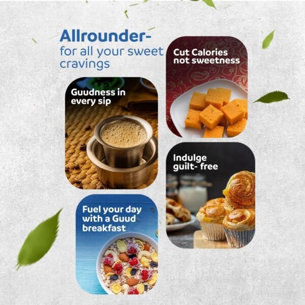 GUUD - Family Fit Healthy Sugar 500 grams | Pack of 2 | ½ use for same sweetness | 50% Less Calories than Regular Sugar | Low Glycemic Index and Sulphur Free | 100% Natural | Enriched with Herbs