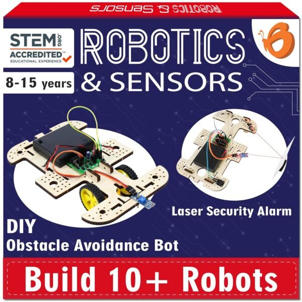 ButterflyEdufields 10in1 STEM Robotics kit | Robot Toys for Kids Ages 8 9 10 11 12 Years Old Boys Girls | 50+ Parts, Electronics Sensor Modules | No Coding Required | Birthday Gift for Kids Ages 8+