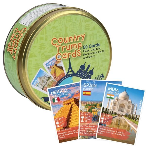 CocoMoco Kids Country Trump Card Game for Kids - Indoor Games for 6, 8+, 10 to 12 Years Boys Girls, Card Game for Kids 7 to 10 Years, Geography Educational Toy Birthday Return Gift for Kids