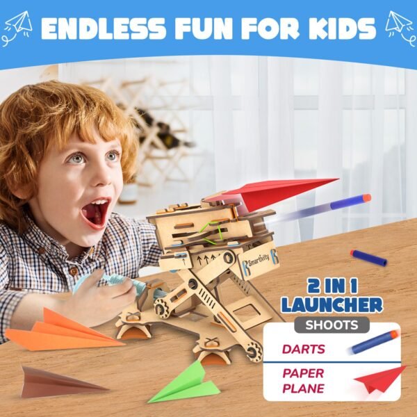 Smartivity 2in1 Hydraulic Aeroplane & Dart Launcher Toy for Kids 6-14 Years Old | Birthday Gifts for Boys & Girls | DIY Science Toy for Kids 6,7,8,9,10,11,12,13,14 YearsI STEM Wooden Construction Game