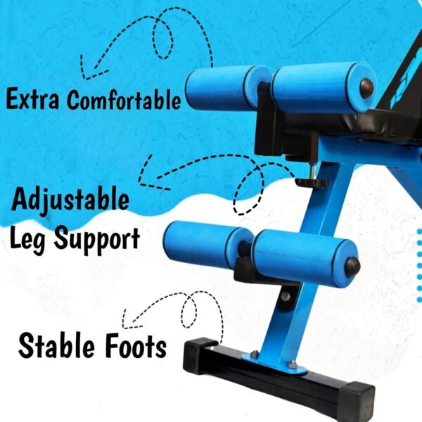 BULLAR, gym bench, bench for home gym, perfect gym bench for home workout, idol for bench press, and squat rack (Adjustable bench (blue))