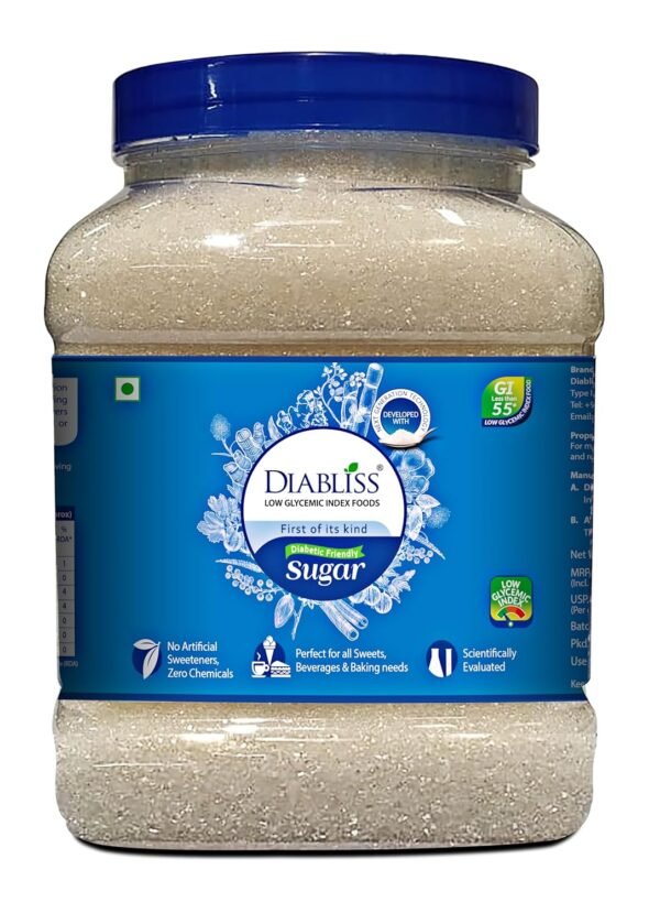 Diabliss Diabetic Friendly Herbal Cane Sugar - Free from Chemicals / Artificial Sweeteners - Low Glycemic Index (GI) Diet - Clinically Tested Healthy Natural Substitute For Diabetes / Blood Glucose Management - 1.75Kg Reusable Jar