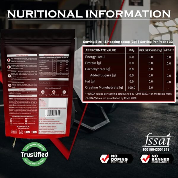 NAKPRO MICRONIZED CREATINE MONOHYDRATE| Increases Strength, Reduces Fatigue & Boosts Muscle Growth | Pure Creatine Powder for Men, Women & Athletes (100g, Unflavoured)