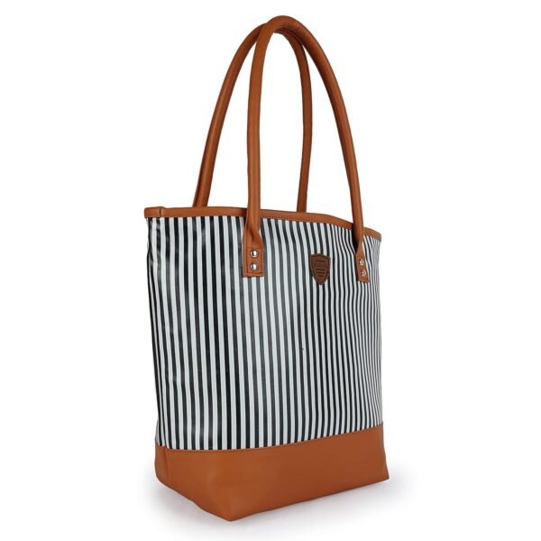 BALACHIA PVC Cotton Medium Size Water Resistant Tote Bag for Women | Reusable Shoulder Bag with Full Top Zipper, Stylish PVC Handbags | Ladies Purse Handbag