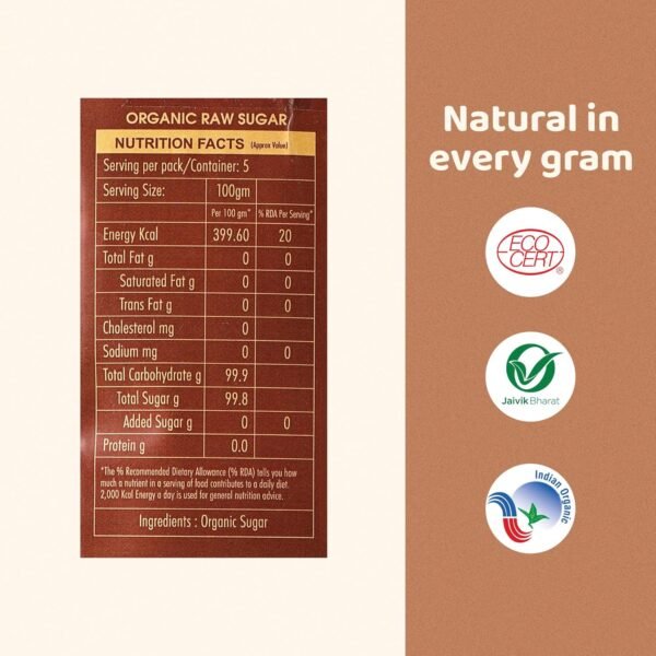 True Story Organic Raw Sugar | 1kg | 100% Natural, Unrefined Chini | Sulphur-Free Desi Khand | 100% Certified Organic Khandsari | Best for Tea and Coffee