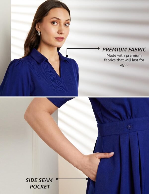 Symbol Premium Women's Polyester and Fit & Flare Wrap Dress (Midi Length | Desk-to-Dinner)