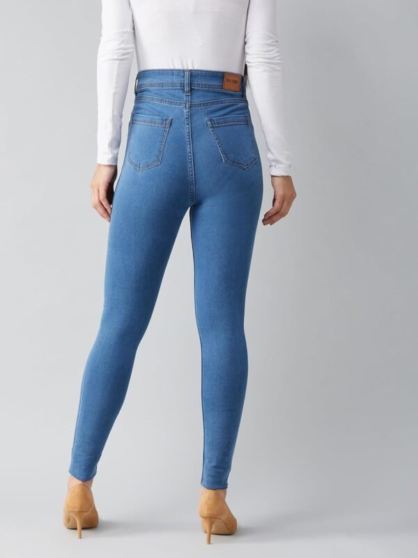 Dolce Crudo Women's Blue Skinny High Rise Distressed Regular Length Denim Jeans