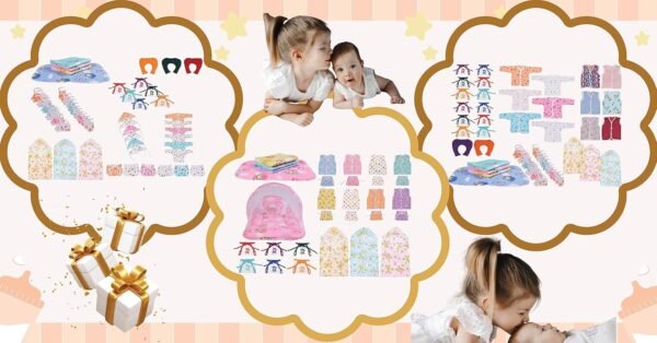 Toddylon 45 in 1 New Born Baby Products All | Gift Packs | Bedding Set | Maternity Kit | Baby Shower | Baby Clothing Set | Essentials Items | Combo Pack (0-6 Months, Multicolor)