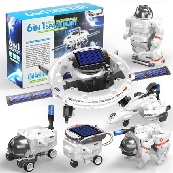 The Little Ones Robot Toys - Robot Kit, Space Toys,Solar STEM DIY Toys For Kids,Astronaut Toy,Best Birthday Gifts For Boys & Girls Age 6-8-10-12-14 Years Old,Rocket Model [ NEW 6IN1 SOLAR SPACE FLEET]
