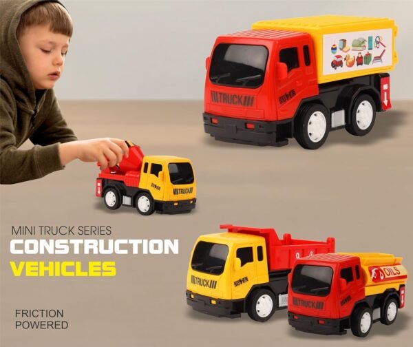 TOYZONE Friction Powered Mini Truck Series | Made in India | Friction Powered Toy | Unbreakable City Service Truck | Pull Back | Push & Go Crawling Toys (City Service Truck Dumper)