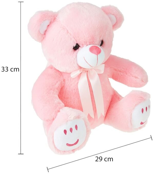 Amazon Brand - Jam & Honey Teddy Bear, Cute, Soft Toy (33 Cm, Pink), Great Birthday Gift