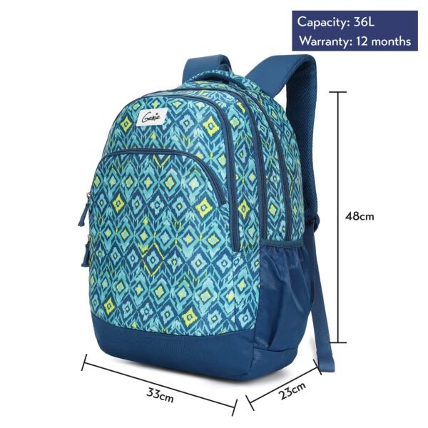 Genie Ikattish 19 inch Teal Bag for Girls, 19 inch Backpack for Women, 3 compartments Water Resistant Stylish and Trendy College Backpacks for Girls