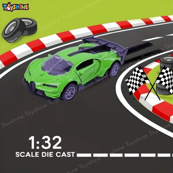 Toyshine 1:32 Scale Die Cast Racing Model Vehicle Toy Car with Pull Back Function Along with Opening Door Feature for Kids Boy Girl 3+, Green