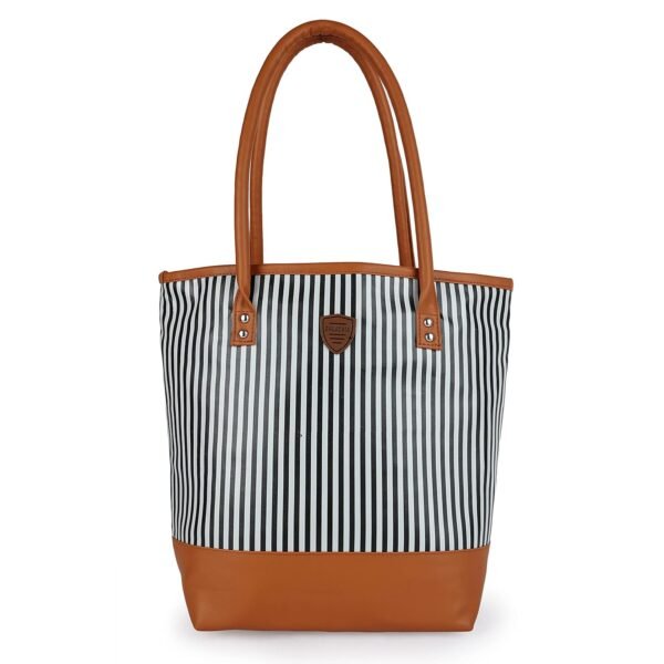 BALACHIA PVC Cotton Medium Size Water Resistant Tote Bag for Women | Reusable Shoulder Bag with Full Top Zipper, Stylish PVC Handbags | Ladies Purse Handbag
