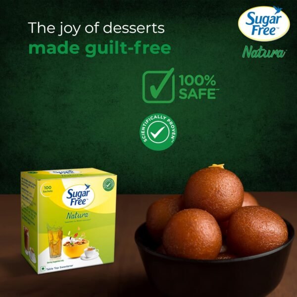 Sugar Free Natura, 100 Sachet | Equivalent to Sweetness from 1Kg Sugar |100% Safe| Scientifically Proven & Tested|Sweet like Sugar but with zero calories| 75 g