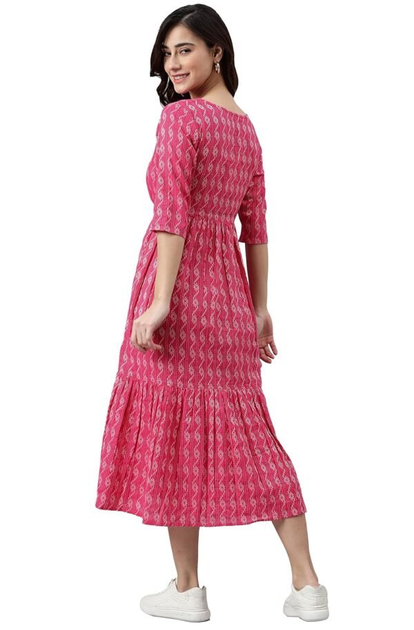 Janasya Women's Cotton Woven Midi Dress