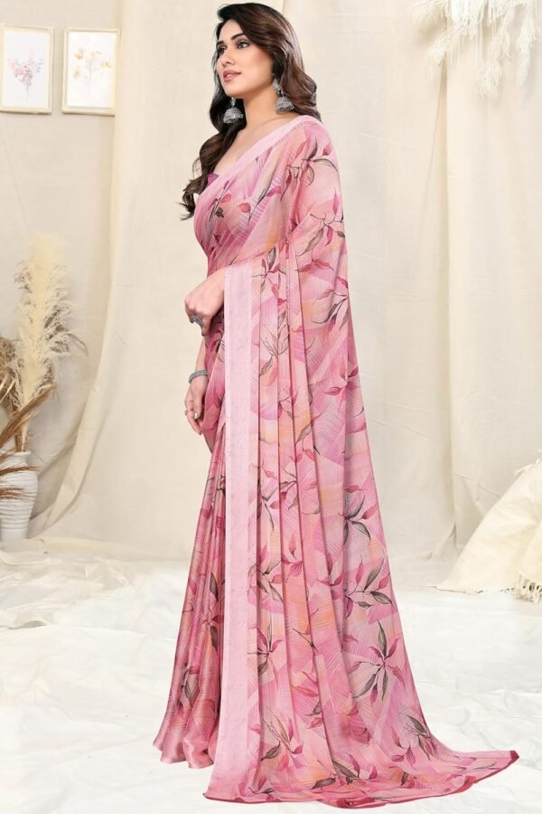MIRCHI FASHION Women's Chiffon Floral Printed Saree with Blouse Piece