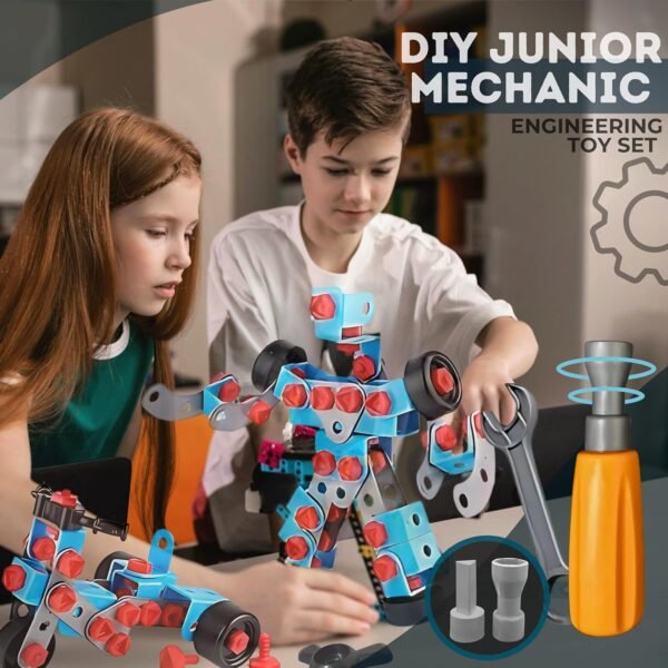 Kids First Step Mechanics 7 in 1 DIY Engineering Robot Set for 6 to 12 Years | STEM Educational Kit | Gift for 6+ Year Old boy and Girl 158 Pieces Puzzle | Multicolor