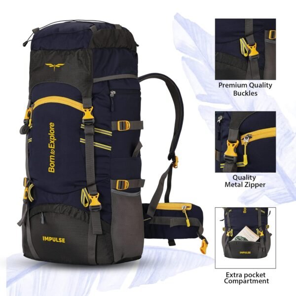 Impulse rucksack bags 60 litres travel bag for men tourist bag for travel backpack for hiking trekking Bag for men camping thames blue bag with 1 Year Warranty
