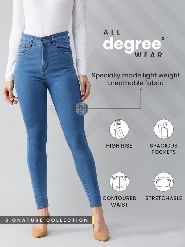 Dolce Crudo Women's Blue Skinny High Rise Distressed Regular Length Denim Jeans