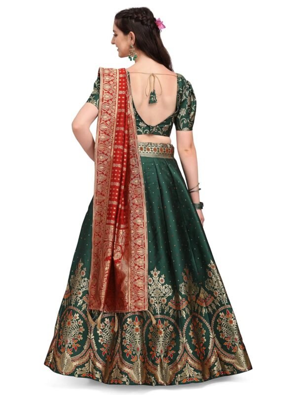 PURVAJA Women's Jacquard Semi-Stitched Lehenga choli