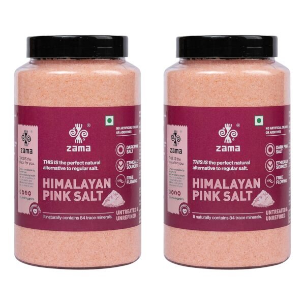 Zama Himalayan Pink Salt 1.5 Kg Pack of 2 | Dark Pink Salt | Sendha Namak | Nutrients and Minerals Rich | Chef special Gourmet Grade from Himalayas | All purpose cooking | No Additives, Unrefined