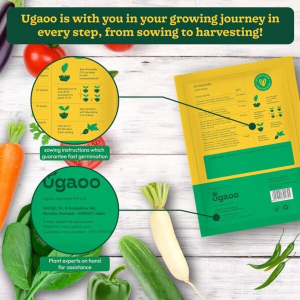 UGAOO Indian Vegetable Seeds Bank For Home Garden 50 Varieties - 2255 Seeds