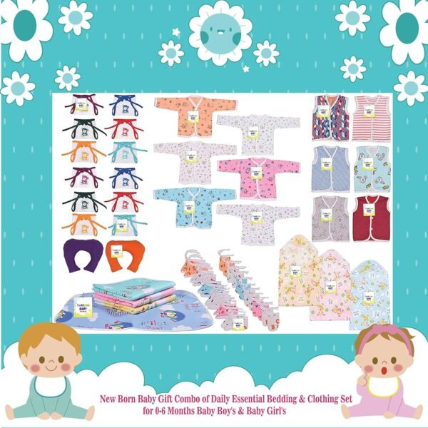 Toddylon 45 in 1 New Born Baby Products All | Gift Packs | Bedding Set | Maternity Kit | Baby Shower | Baby Clothing Set | Essentials Items | Combo Pack (0-6 Months, Multicolor)