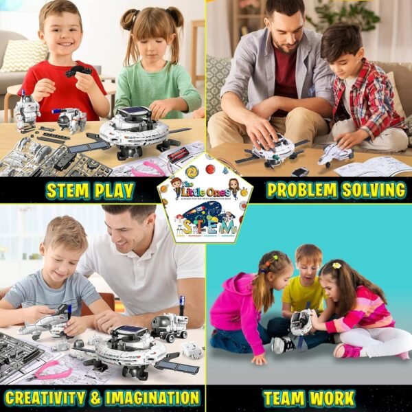 The Little Ones Robot Toys - Robot Kit, Space Toys,Solar STEM DIY Toys For Kids,Astronaut Toy,Best Birthday Gifts For Boys & Girls Age 6-8-10-12-14 Years Old,Rocket Model [ NEW 6IN1 SOLAR SPACE FLEET]
