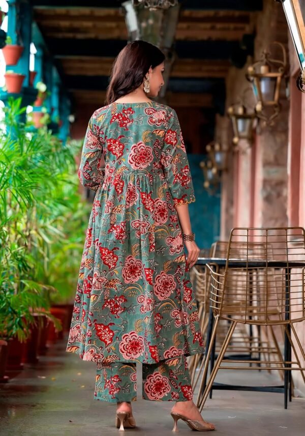 KLOSIA Women Floral Printed Anarkali Kurta and Pant Set with Dupatta | Kurta Set | Ethnic Set | Dupatta Set |