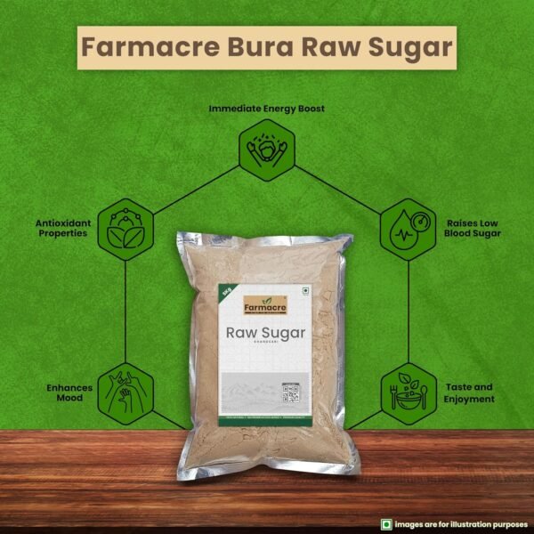 Farmacre Raw Sugar | Raw Cane Sugar | Khandsari | Healthy Herbal Cane Sugar, Desi Khand | Product Of Cow Based Natural Farming (CBNF) | Product Of Chemicals Free & Pesticides Free - 5kg (Pack of 1)