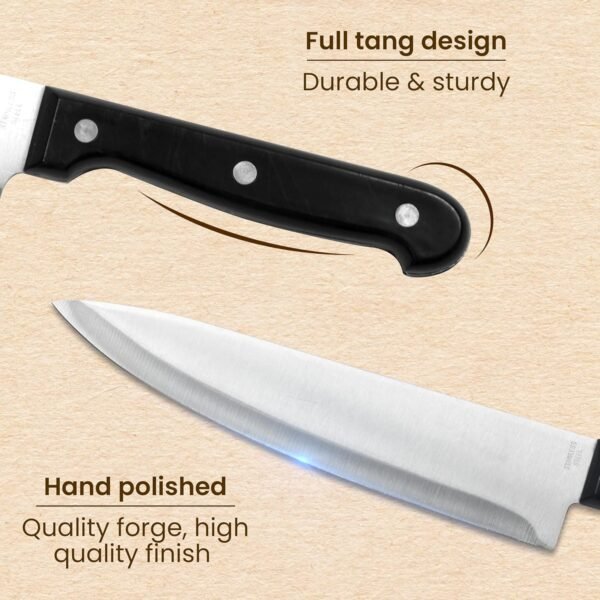 AGARO Galaxy 6 Pcs Kitchen Knives Set with Wooden Case, 4 Knives, 1 Scissor, 1 Wooden Case, High Carbon Stainless Steel, Non Slip Triple Rivet Strong Handle, Cooking, Cutting, Slicing, Silver
