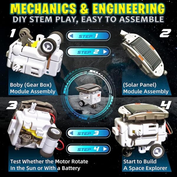 The Little Ones Robot Toys - Robot Kit, Space Toys,Solar STEM DIY Toys For Kids,Astronaut Toy,Best Birthday Gifts For Boys & Girls Age 6-8-10-12-14 Years Old,Rocket Model [ NEW 6IN1 SOLAR SPACE FLEET]