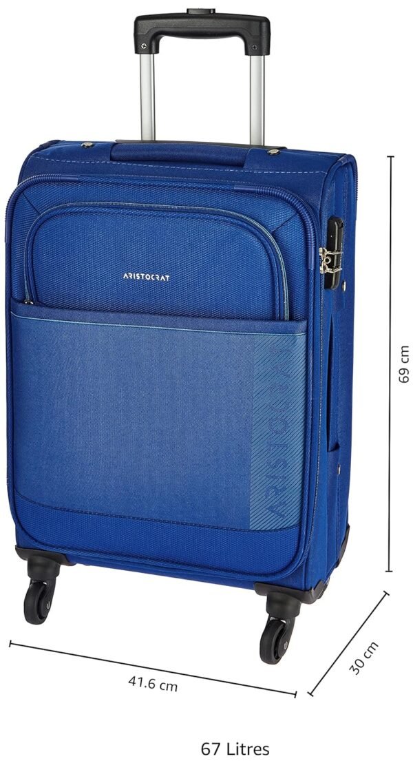 Aristocrat Baleno 69 Cms Polyester Soft Sided Medium Size 4 Spinner Wheels Trolley Bag - Blue