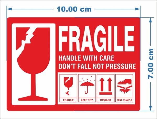 S.M. Prints||Fragile Stickers for Packing, Shipping, 10x7CM, Large Size, Handle with Care Strong Adhesive Paper Labels, Red, Pack of 100||SM-16