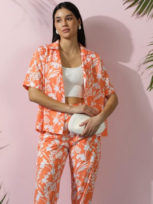 KOTTY Women's Printed Co-ord Two-Piece Set with Matching