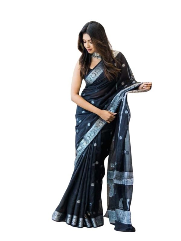 C J Enterprise Women's Pure Soft Kanjivaram Cotton Silk Saree Banarasi Style With Blouse Piece for Wedding (Fatima-51)