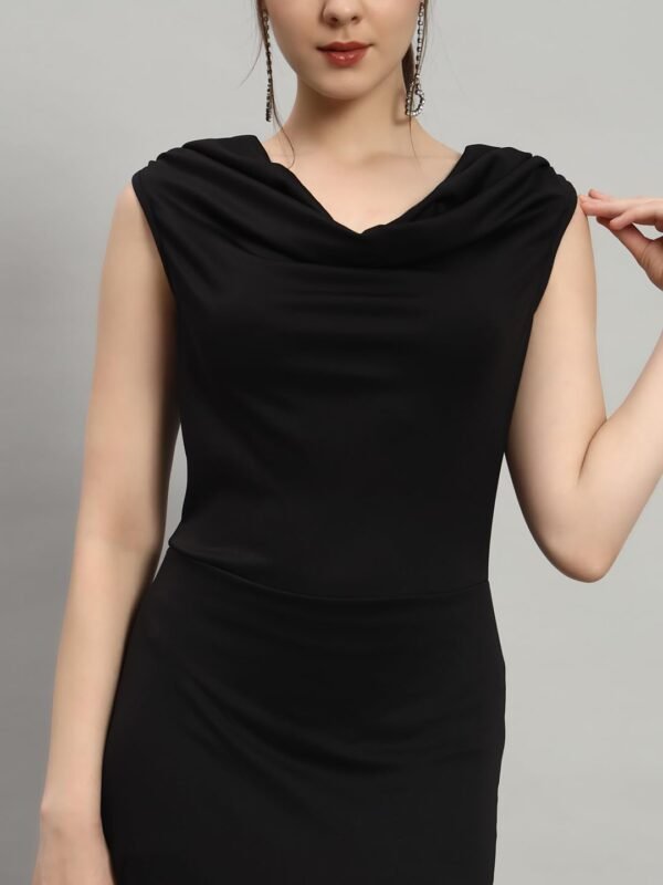 Vaararo Sleeveless Party Dress for Women with Side Slits | Shiny Lycra Cowl Neck Bodycon Maxi Length Outfit