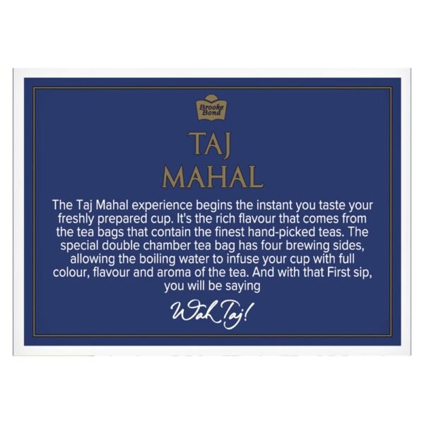 Taj Mahal Brooke Bond, 25 Tea Bags, 47.5 Grams (1.9 g each), Vegetarian