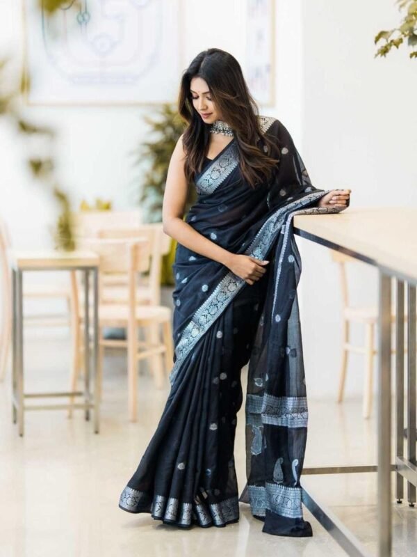 C J Enterprise Women's Pure Soft Kanjivaram Cotton Silk Saree Banarasi Style With Blouse Piece for Wedding (Fatima-51)