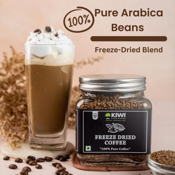 KIWI ( Kisan Window) Freeze Dried Coffee- 150g | 100% Arabica Coffee | Premium Arabica Coffee Blend | For Flavour Rich Cappuccino & Intense Espresso | Instant Arabica Coffee | Aromatic & Flavour Rich Arabica Coffee |- 150g