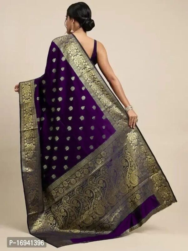 C J Enterprise Women's Banarasi Saree Pure Kanjivaram Silk Saree Soft Design Wear Pattu Sarees Latest Cotton With Blouse Piece Kanchipuram for Wedding new ladies 2023 sadi (Vruksh-1) (Purple)