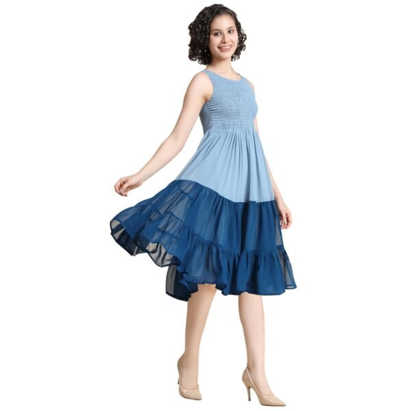 KERI PERRY Dresses for Women, Western Dresses for Women, Dress for Women, Dresses for Women, Short A-Line Dress for Girls, Maxi Dress for Women, Georgette Western Dress, Sky Blue Colour Western Dress