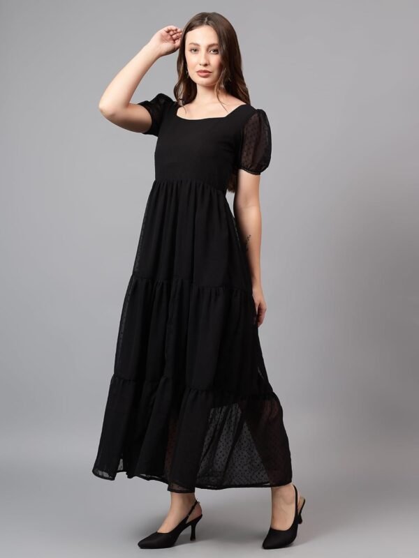 Bright nex Women's Black Lace Tiered Maxi Dress