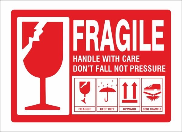 S.M. Prints||Fragile Stickers for Packing, Shipping, 10x7CM, Large Size, Handle with Care Strong Adhesive Paper Labels, Red, Pack of 100||SM-15