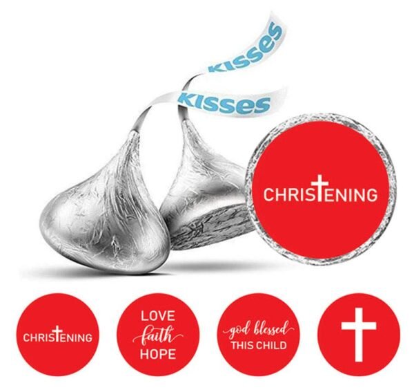 Darling Souvenir Baptism Theme Stickers Pack of 190 Pcs Candy Chocolate Labels-Red