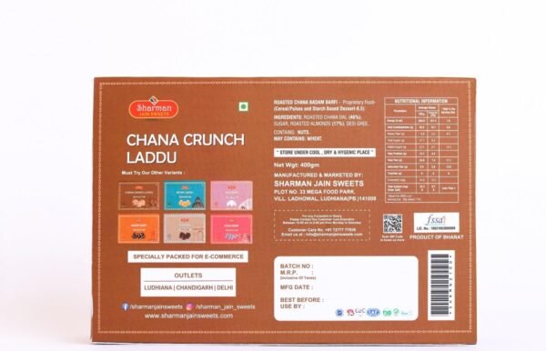 Sharman Jain Sweets - Chana Crunch Laddoo, Premium Traditional Indian Sweet, Authentic Taste (400g)