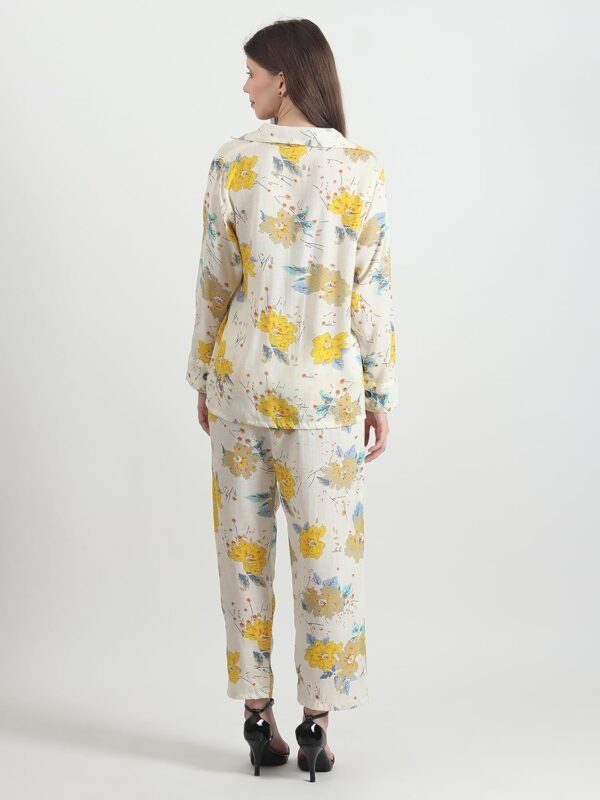 SOMA ENTERPRISESS Women Floral Printed Co-ord Set | 2 Piece Outfit | 3/4 Sleeves | V Neck with Collar | for Womens & Girls