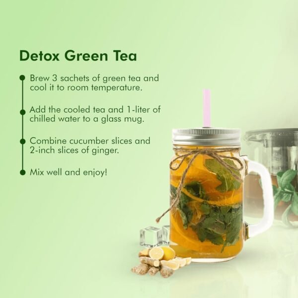 Eco Valley Organic Green Tea - Ginger Mulethi Lemon - 25 Tea Bags | Grown In Nilgiris, 42.5 grams, Pack